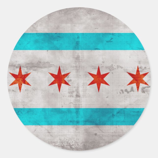 Wetterflagge des Staates Chicago Vintag Runder Aufkleber (Vorderseite)