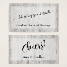 Wettergraues Holz Elegantes Script Drink Tickets
