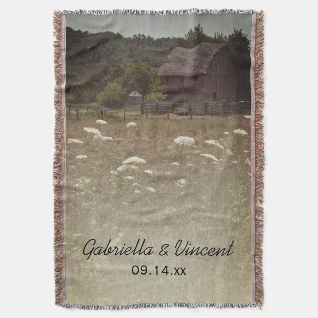 Wetterhaftes Land Hochzeit Keepake Decke (Vorderseite Vertikal)