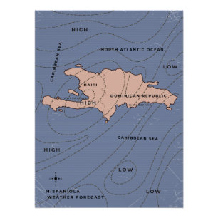 Wetterkarte Hispaniola Poster