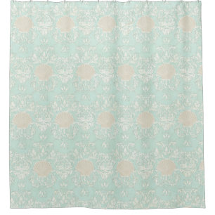 Wetterschräge Muschel Strand Damask Muster Aqua Duschvorhang
