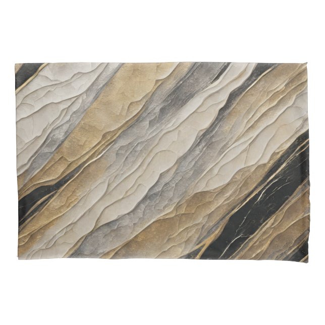 Wetterschwarz und goldener Streifen Kissenbezug (Vorderseite)