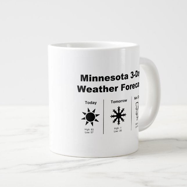 Wettervorhersage von Minnesota Jumbo-Tasse (Vorderseite Rechts)
