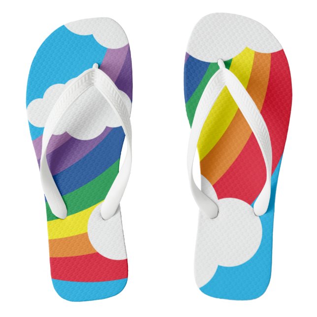 Wetterwolke, Regentropfen und Regenbogenflippen Flip Flops (Fußbett)