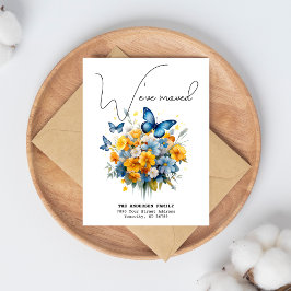 Weve bewegte neue Adresse Butterfly Wasserfarbe Be Ankündigungspostkarte