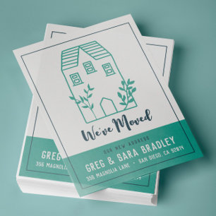 We've Moved Doodle House New Address  Card Karte