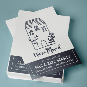 We've Moved Doodle House New Address Card Karte