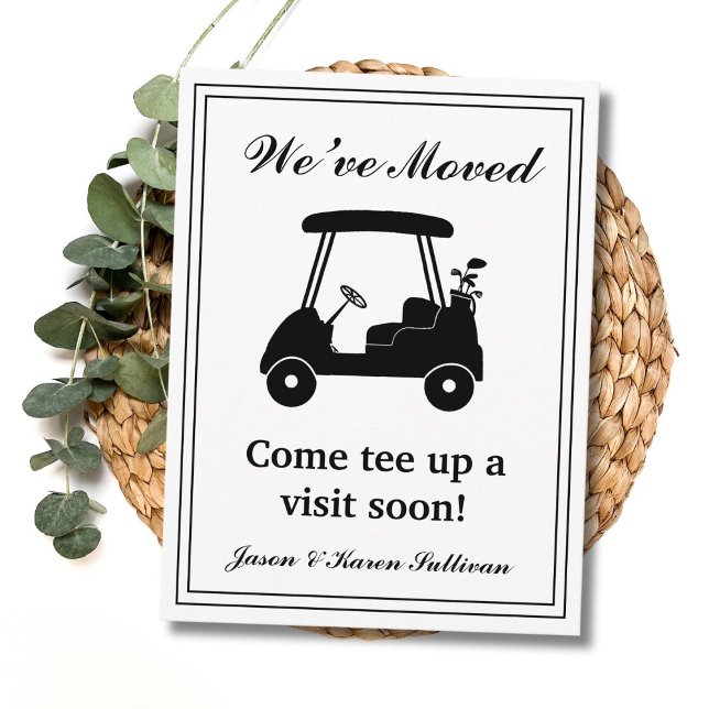 We've Moved Elegant Golf Cart Silhouette New Home Postkarte (Von Creator hochgeladen)