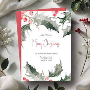We've Moved Elegant Watercolor Christmas Card Feiertagskarte