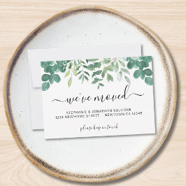 We've Moved Greenery Announcement Card Mitteilungskarte