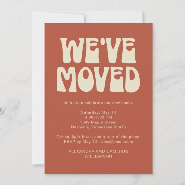 We've Moved Housewarming Party Rust Retro Einladung (Vorderseite)