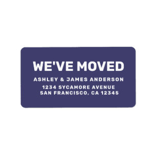 We've Moved Navy Blue New Address Adressaufkleber