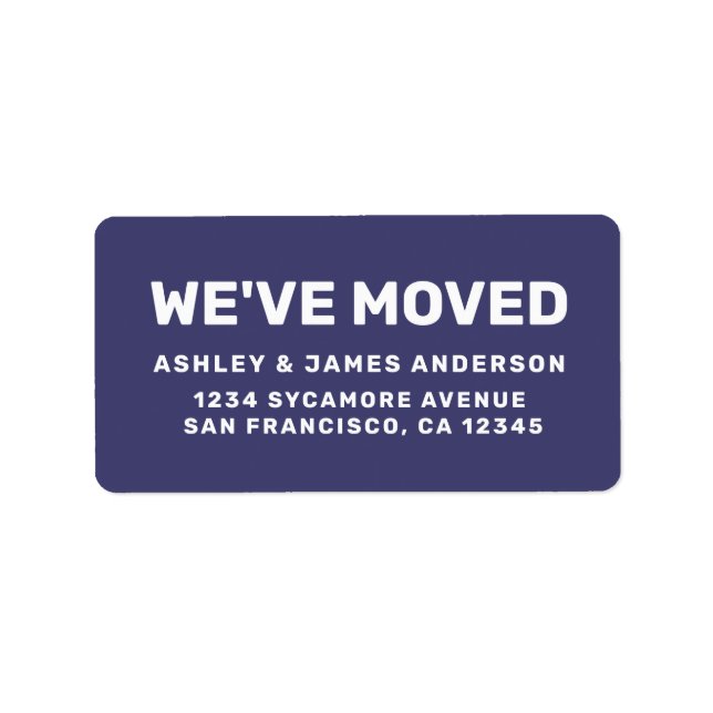 We've Moved Navy Blue New Address Adressaufkleber (Vorne)