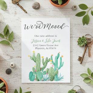 We've  Moved New Address Announcement House Cactus Ankündigungspostkarte