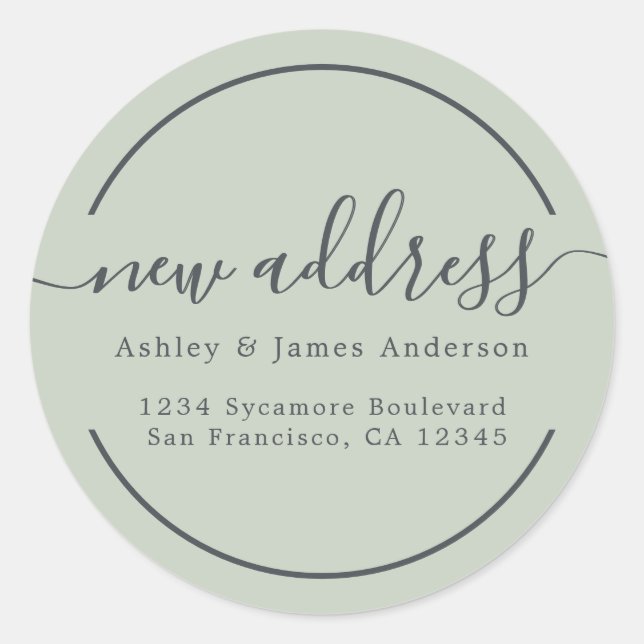 We've Moved Soft Green New Address label Runder Aufkleber (Vorderseite)