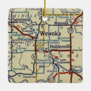 Wewoka OK Retro Map Keramikornament