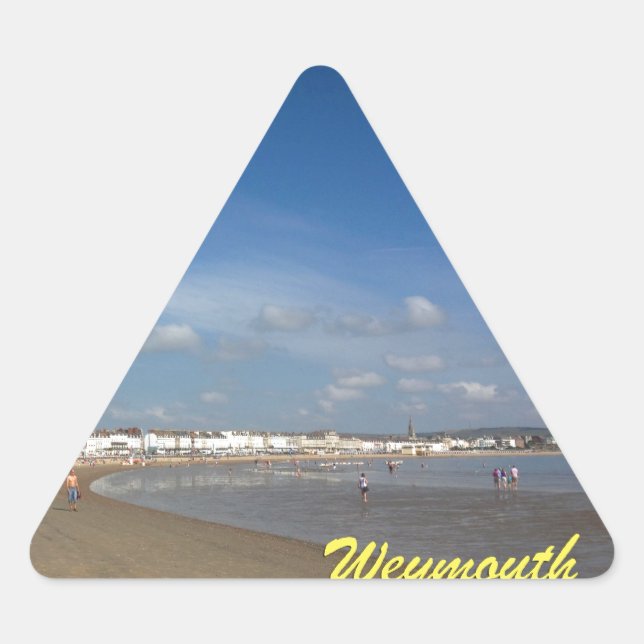 Weymouth Beach Dreieckiger Aufkleber (Vorderseite)