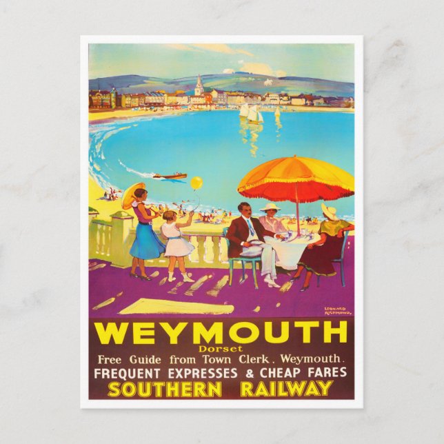 Weymouth England Jahrgang Reise Postkarte (Vorderseite)