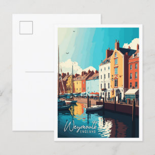 Weymouth England Vintage-Reiseillustration Postkarte