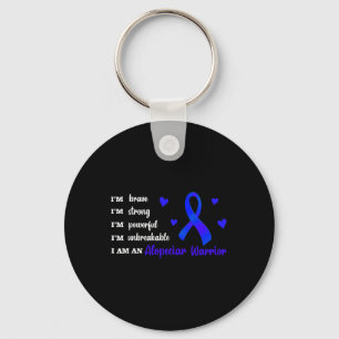 wGJ0 Ribbon Blue I Bin A Alopecia Kriegerin Alopec Schlüsselanhänger
