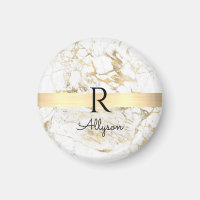 Wh & Gold Marble Gold Bar, DIY Black Name Monogram