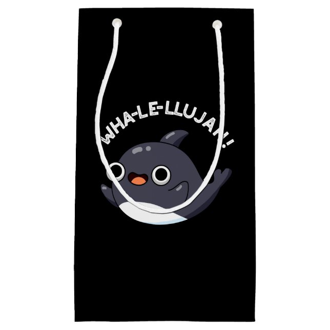 Wha-le-llujah Funny Orca Whale Pun Dark BG Kleine Geschenktüte (Vorderseite)