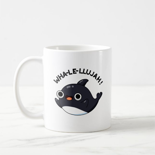 Wha-le-llujah Funny Orca Whale Pun Kaffeetasse (Links)