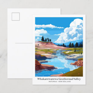 Whakarewarewa Geothermales Tal Kunst Reise Postkarte