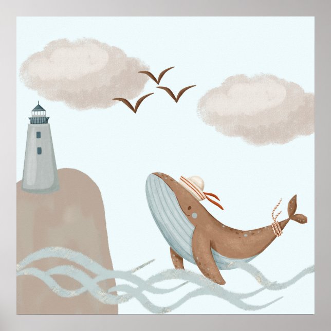 Whale Adventures - Kinder Kunst an der Küste Poster (Vorne)