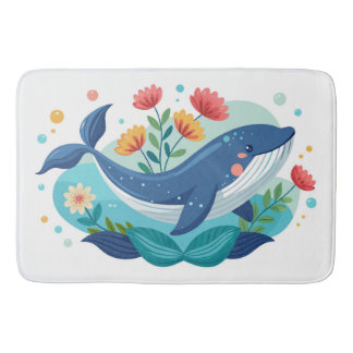 Whale And Flowers Mat Badematte