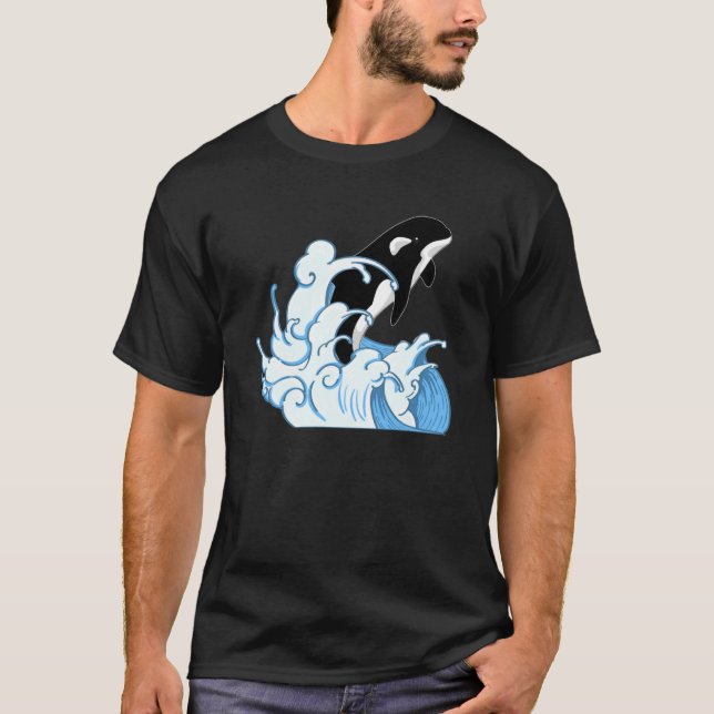 Whale Animal Ocean Killer Whale Waves Orca Swea T-Shirt (Vorderseite)