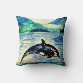 Whale Aquarell zeichnend Throw Kissen
