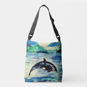 Whale Aquarell zeichnend Tote Bag Tragetaschen Mit Langen Trägern