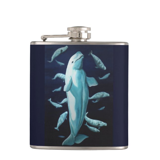 Whale Art Flask Custom Beluga Whale Drink Flasche Flachmann (Vorderseite)