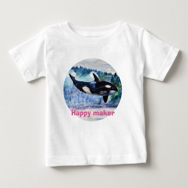 Whale Art Kleinkind Ruffle T-Shirt (Vorderseite)