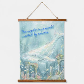 Whale Atlantis Underwater Fantasy Wandteppich Mit Holzrahmen