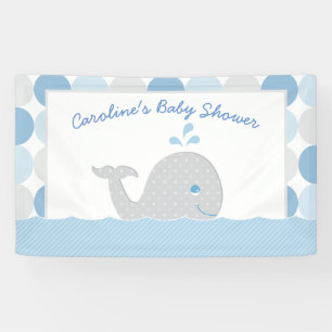 Whale Baby Boy Shower Banner in Blau und Grau