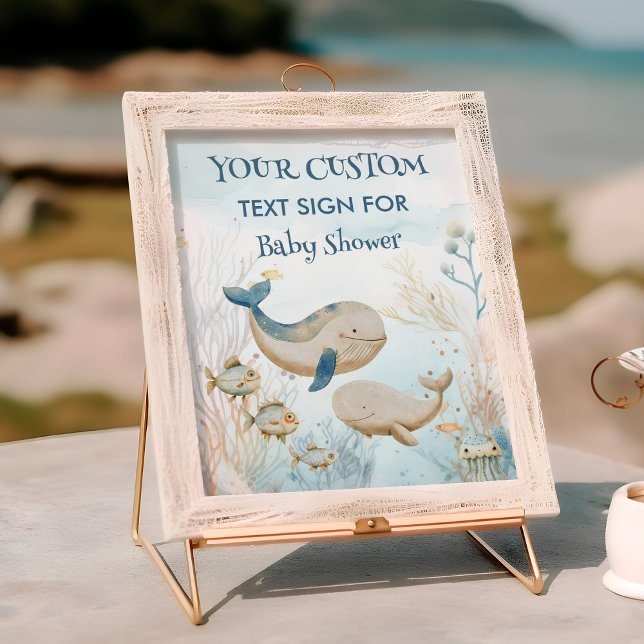 Whale Baby Dusche unter dem Meer benutzerdefiniert Poster (Custom sign from the Whale Baby Shower Collection by Darling & May)