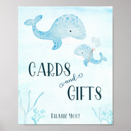 Whale-Baby-Duschkarten und Geschenkschild Poster
