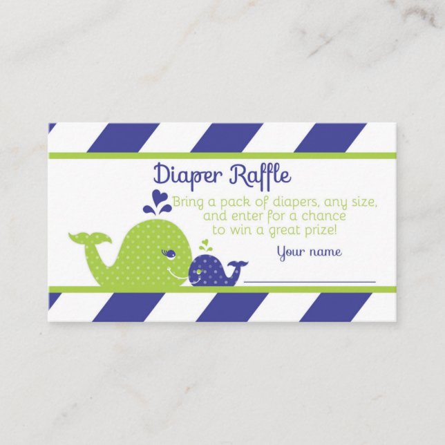 Whale Baby Duwer Windelwanne Raffle Ticket, Navy G Begleitkarte (Vorderseite)