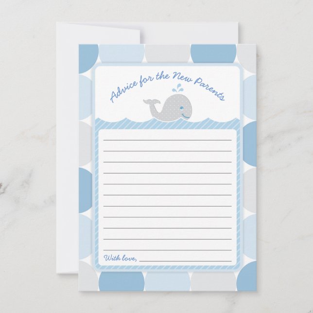 Whale Baby Shower Advice Card - Mod Blue Circles Einladung (Vorderseite)