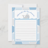 Whale Baby Shower Advice Card - Mod Blue Circles