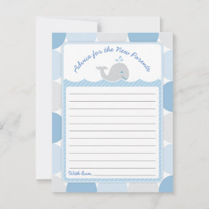 Whale Baby Shower Advice Card - Mod Blue Circles Hinweiskarte