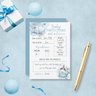 Whale Baby Shower Baby Vorhersagen und Hinweiskarte