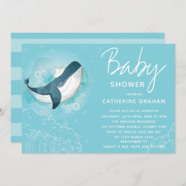 Whale Baby Shower Blue Einladung