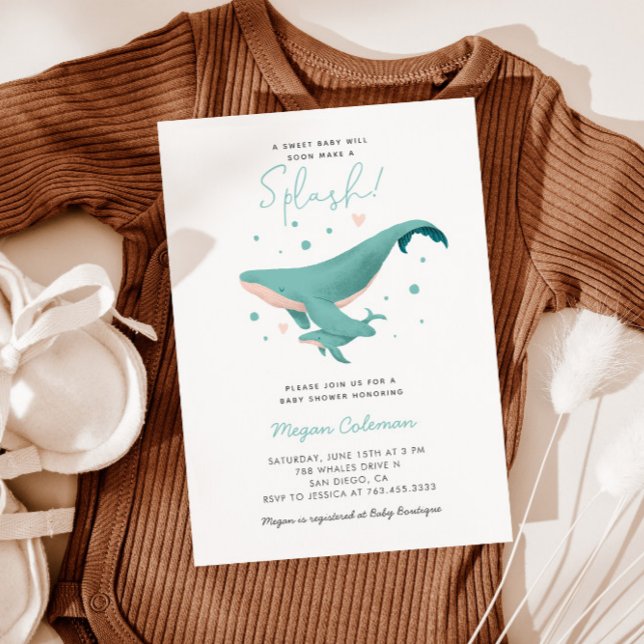 Whale Baby Shower Blue Nautical Einladung (Von Creator hochgeladen)