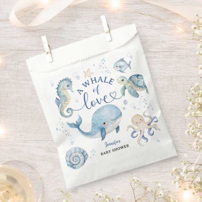 Whale Baby Shower Boy Blue Ocean Geschenktütchen (Ausgeschnitten)