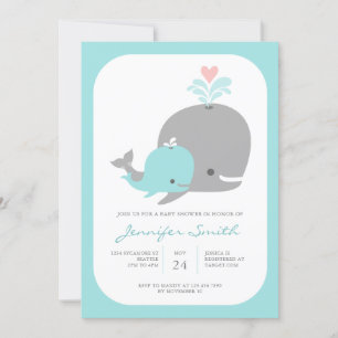 Whale Baby Shower Einladung