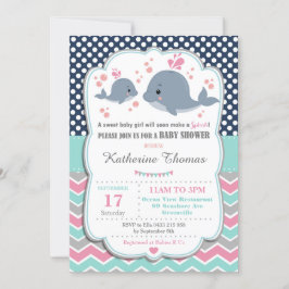 Whale Baby Shower Einladung Baby Girl Pink Polka