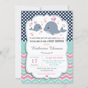 Whale Baby Shower Einladung Baby Girl Pink Polka